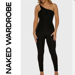 Naked Wardrobe Black One-Shoulder Jumpsuit